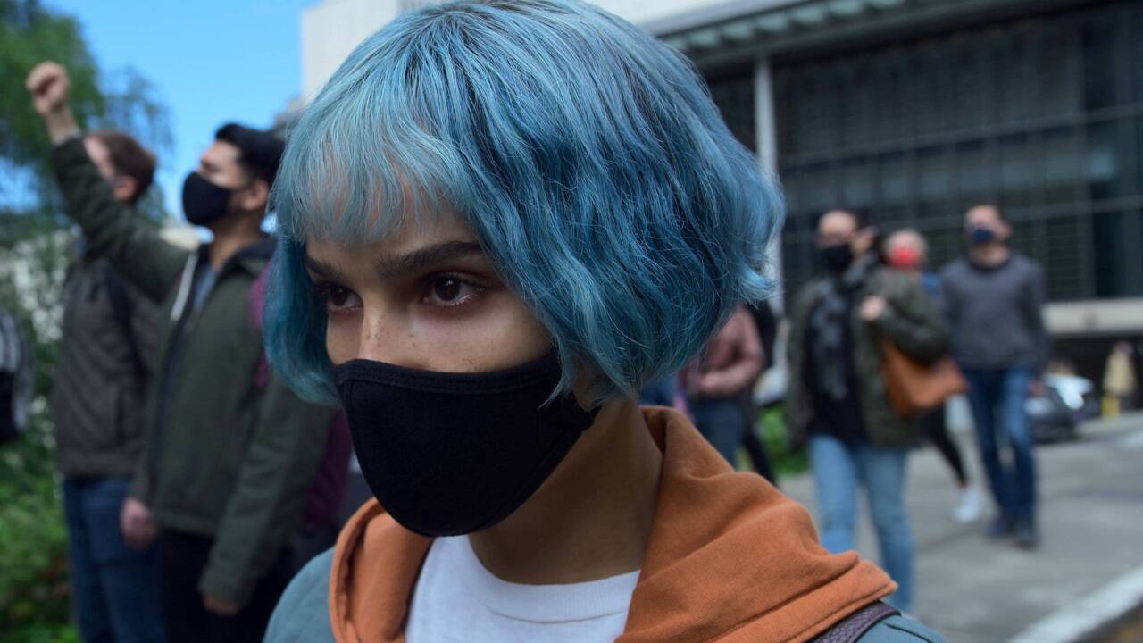 Szene aus dem Pandemiethriller „Kimi“: Zoë Kravitz als IT-Spezialistin Angela Childs.  