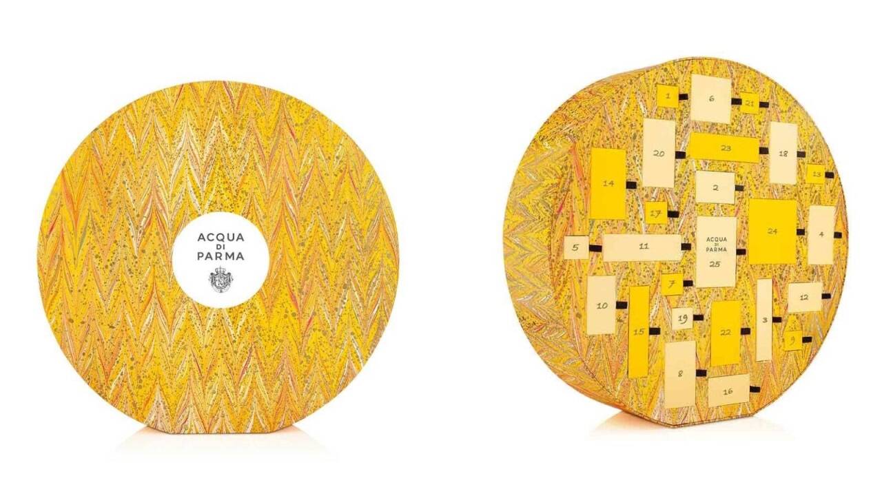 Der Adventkalender der italienischen Kultmarke Acqua di Parma. – Der Druck ist inspiriert von florentinischer Handwerkskunst. 