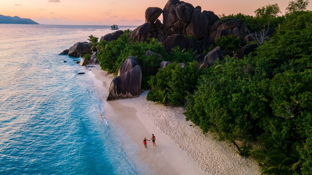 Strand aus der Fernsehwerbung: Anse Source d’Argent auf La Digue. 