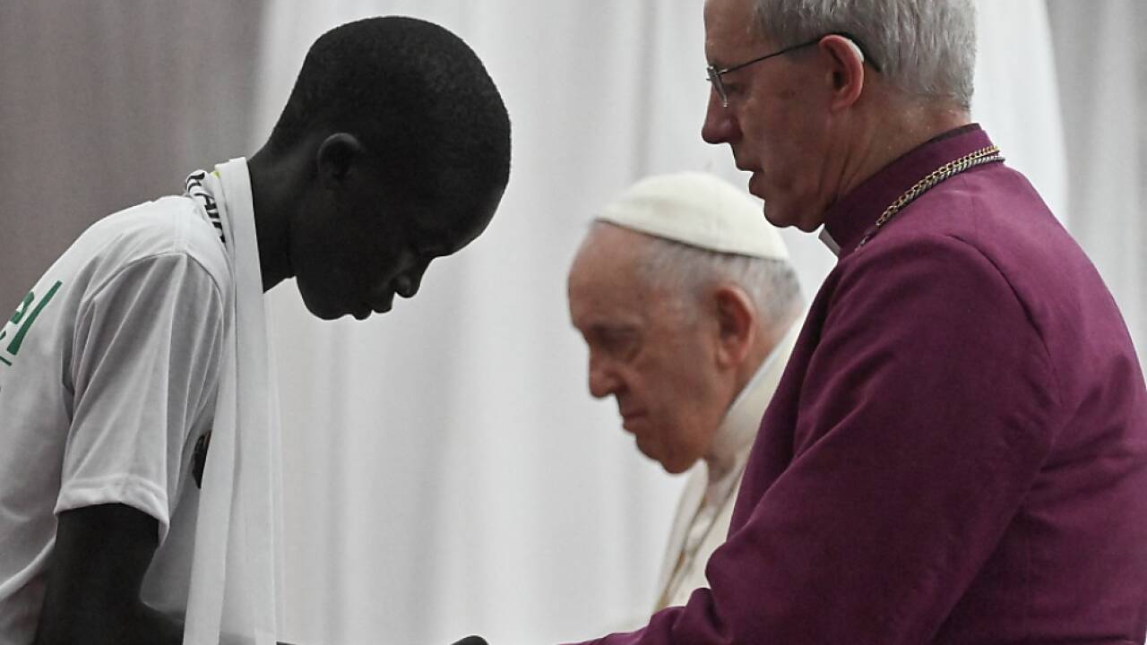 Welby (rechts) und Franziskus im Südsudan 