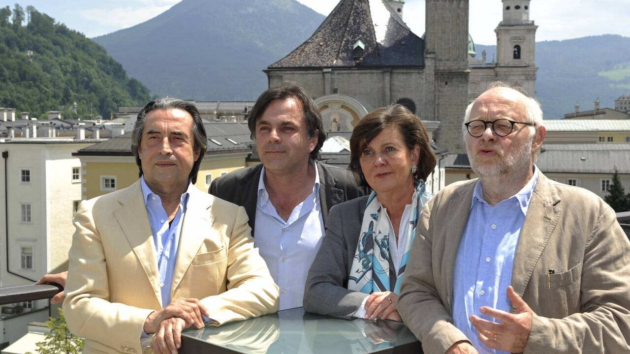 Riccardo Muti, Markus Hinterhäuser, Helga Rabl-Stadler, Jürgen Flimm, 2011.  