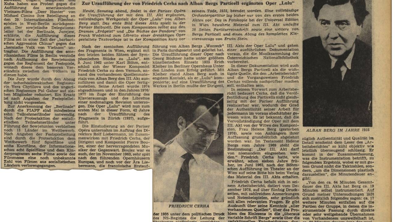 Faksimile der SN-Kulturseite vom 24. Februar 1979 