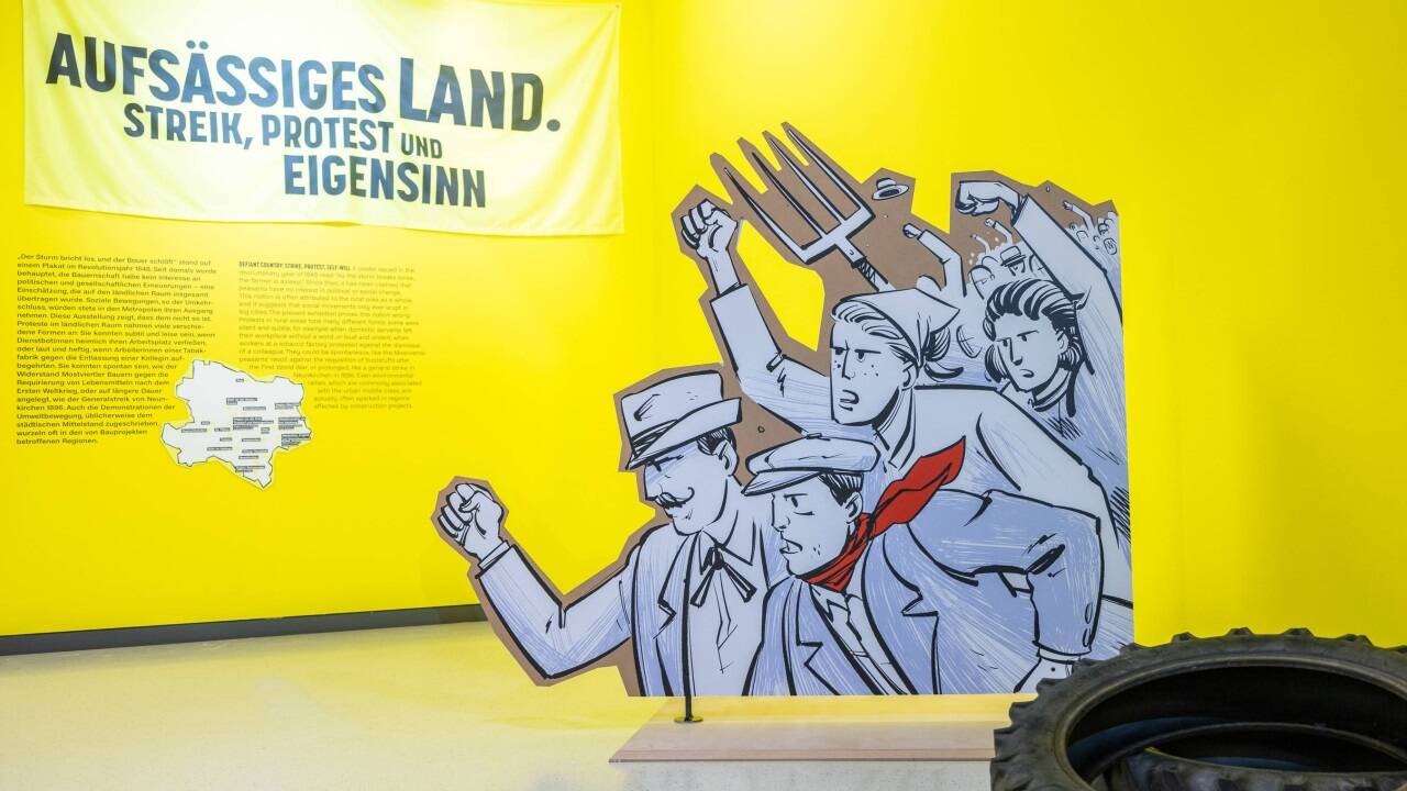 Sonderausstellung: „Aufsässiges Land. Streik, Protest und Eigensinn“ im Haus der Geschichte im Museum Niederösterreich. Sonderausstellung: „Aufsässiges Land. Streik, Protest und Eigensinn“ im Haus der Geschichte im Museum Niederösterreich.