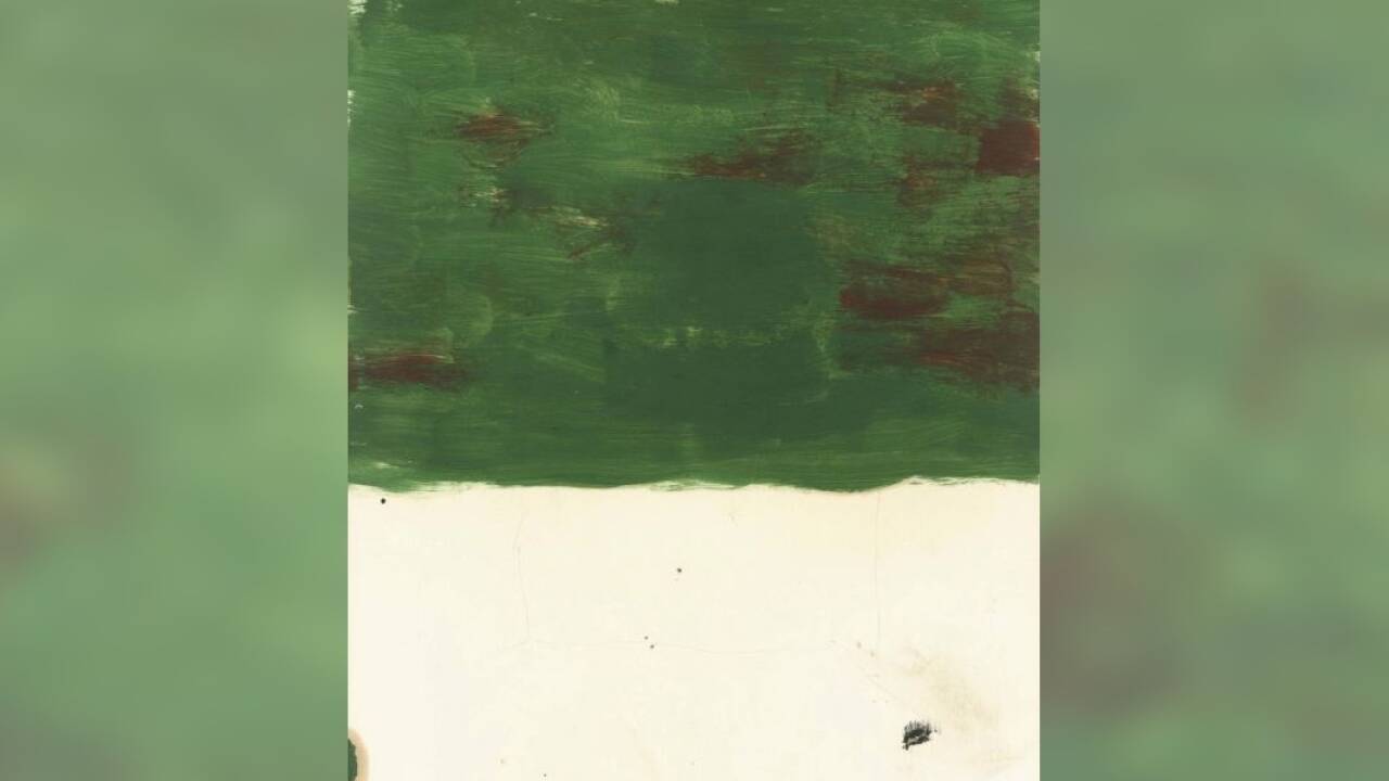 Heimo Zobernig, „Ohne Titel“, 1984, Öl und Bleistift auf Papier. <br /> Heimo Zobernig, „Ohne Titel“, 1984, Öl und Bleistift auf Papier. <br />