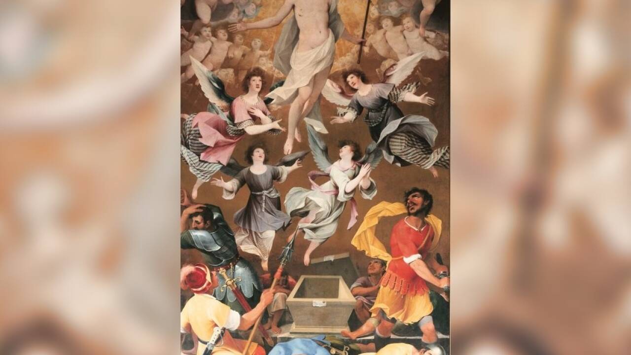 Tagelang war es mit dem Tuch der Trauer verhüllt. In der Feier der Osternacht erstrahlt das farbenprächtige Ölgemälde „Die Auferstehung Christi“ von Fra Arsenio Mascagni im Salzburger Dom wieder im vollen Glanz. Tagelang war es mit dem Tuch der Trauer verhüllt. In der Feier der Osternacht erstrahlt das farbenprächtige Ölgemälde „Die Auferstehung Christi“ von Fra Arsenio Mascagni im Salzburger Dom wieder im vollen Glanz.
