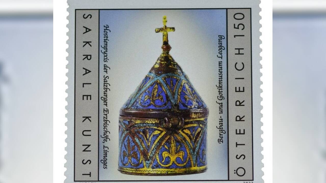 Sondermarke mit Hostienpyxis. 