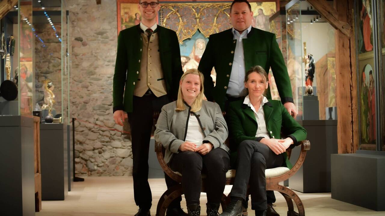Der Kustos und sein Team, hinten v. l: Andreas Herzog und Martin Seiwald, vorne v.l. Nicole Hacksteiner und Doris Frick. 
