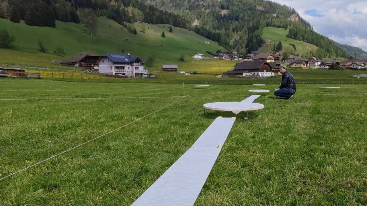 Künstler Luca Serasini beim Fertigstellen seiner Installation „Ursa major (minor est!)“.  Künstler Luca Serasini beim Fertigstellen seiner Installation „Ursa major (minor est!)“.