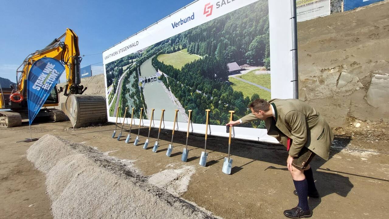 Spatenstichfeier für das Kraftwerk Stegenwald am Freitag, 30. Juni 2023. 