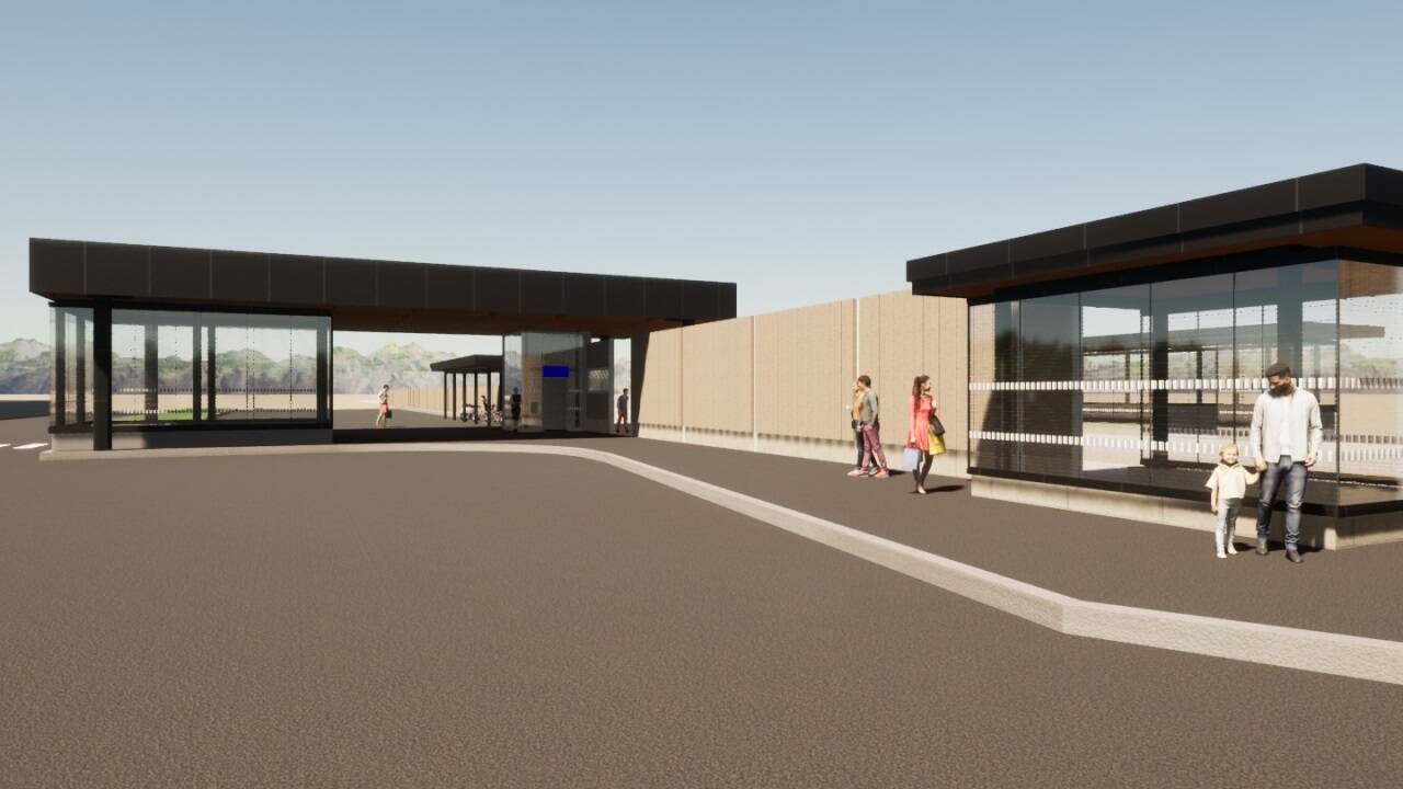 Visualisierung des künftigen Bahnhofsvorplatzes. 