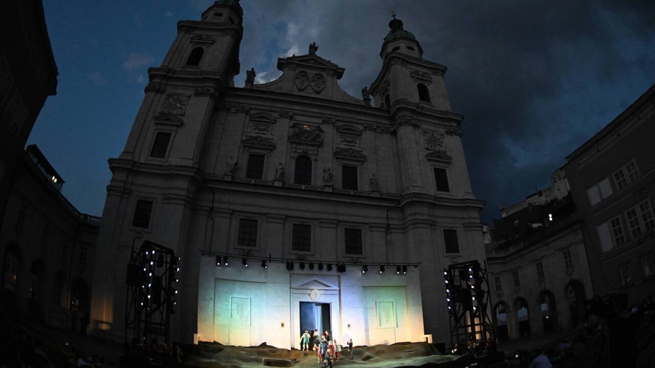Fotoprobe zum Schauspiel „Jedermann“ von Hugo von Hofmannsthal, das am 21. Juli 2023 am Domplatz Premiere hat.  Fotoprobe zum Schauspiel „Jedermann“ von Hugo von Hofmannsthal, das am 21. Juli 2023 am Domplatz Premiere hat.