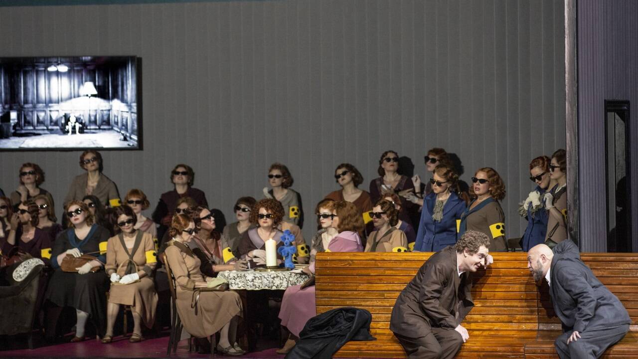 Tareq Nazmi als Banquo, Vladislav Sulimsky als Macbeth, Konzertvereinigung Wiener Staatsopernchor 