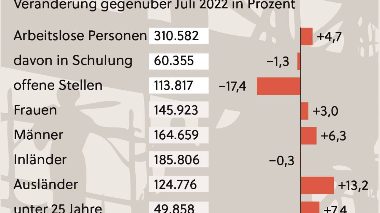 Arbeitslosigkeit Juli im Detail. 