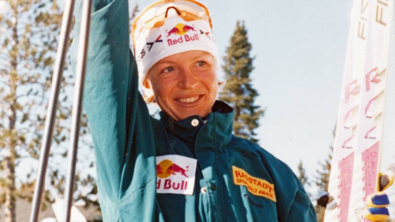 Gudrun Pflüger als frühe Red-Bull-Sportlerin.  