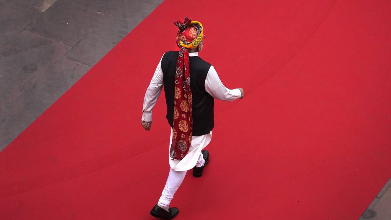 Indiens Premierminister Narenda Modi am Unabhängigkeitstag in Neu-Delhi.  
