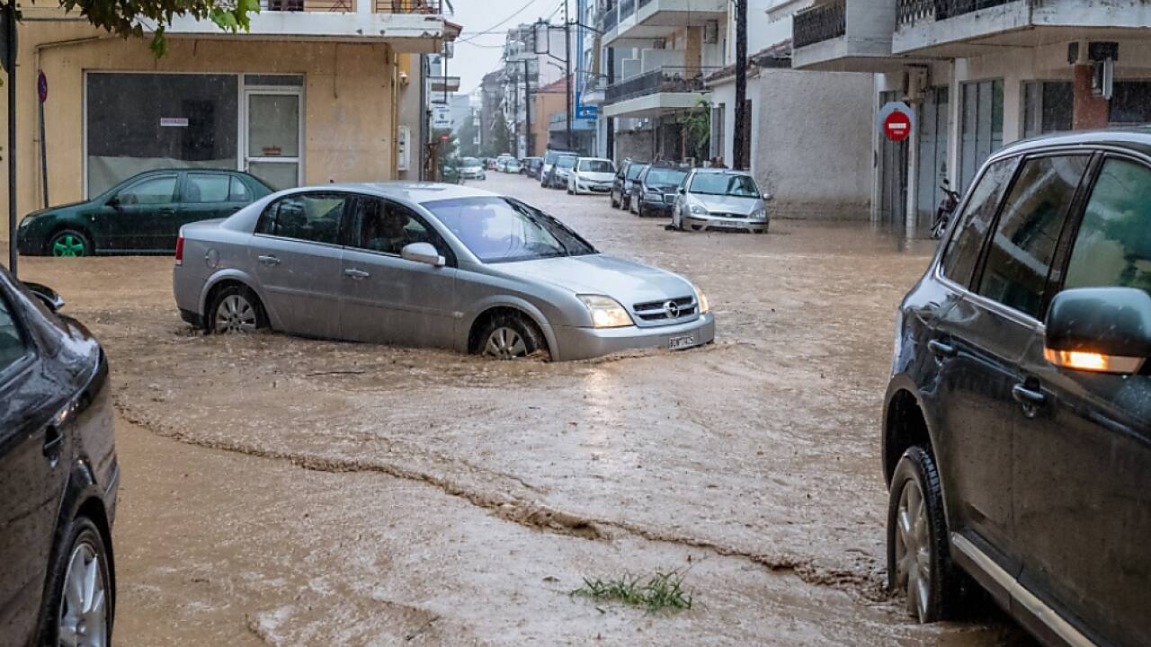 Überflutete Straßen in Volos 