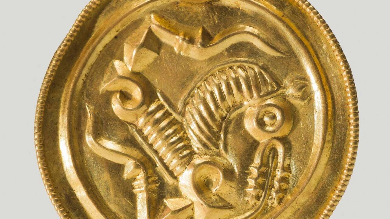 Eine der neun Goldmünzen.  