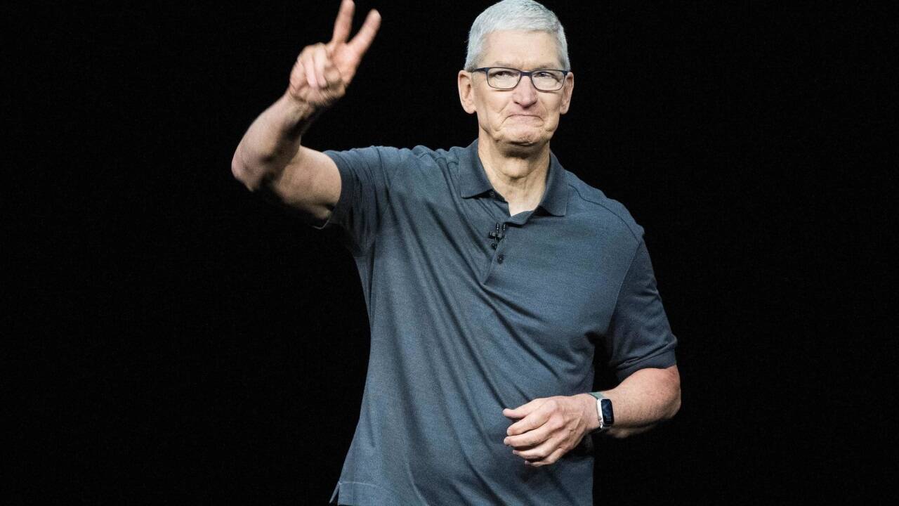 Apple-CEO Tim Cook bei der Produktpräsentation. 