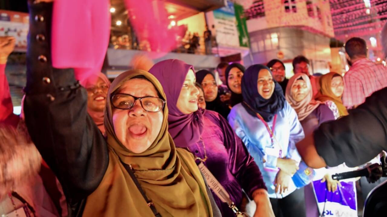 Anhänger feiern Sieg von Muizzu Anhänger feiern Sieg von Muizzu