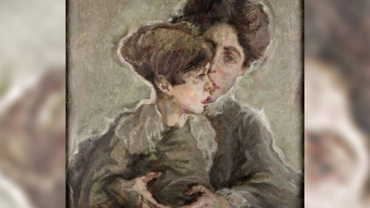 Max Oppenheimer 1885–1954 Mutter und Sohn (Malvine und Raimund Reichel), 1911 Öl auf Leinwand | 67 × 62 cm mumok – Museum moderner Kunst Stiftung Ludwig Wien, Schenkung Raimund Reichel 1988. 