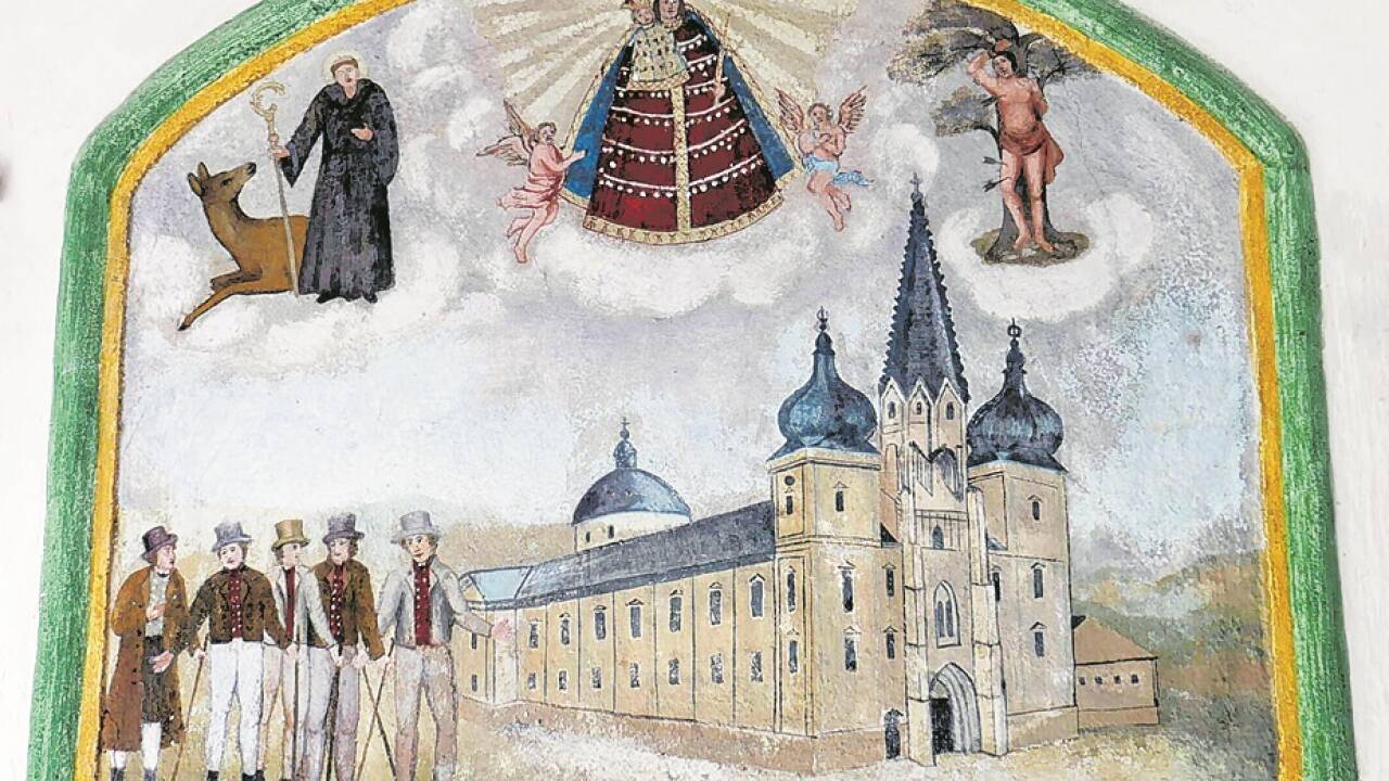Die jungen Herren vor der steirischen Wallfahrtskirche. 