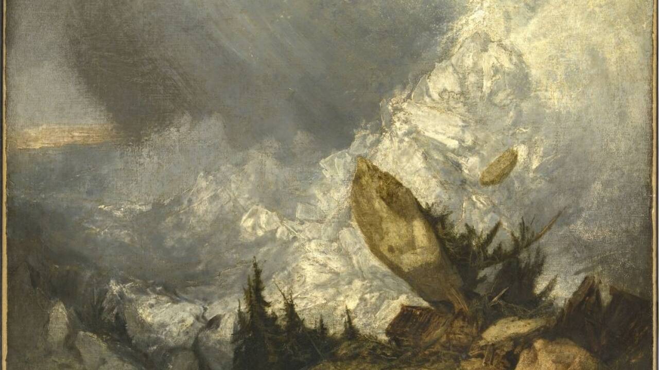 The Fall of an Avalanche in the Grisons / Niedergang einer Lawine in Graubünden, exhibited 1810 / ausgestellt 1810, Joseph Mallord William Turner (1775-1851). Tate: Accepted by the nation as part of the Turner Bequest 1856 © Photo / Foto Tate 