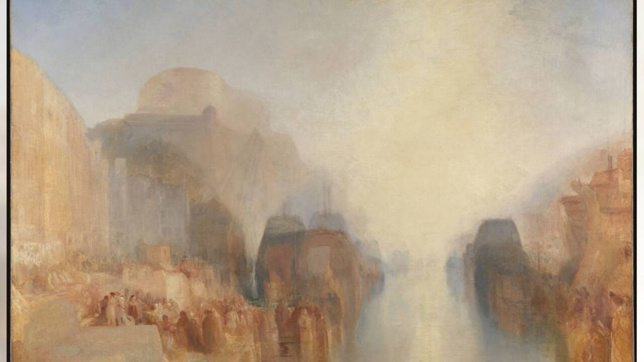 The Harbour of Brest: The Quayside and Château / Der Hafen von Brest: Die Kaianlage und das Château, ca. 1826-28, Joseph Mallord William Turner (1775-1851). Tate: Accepted by the nation as part of the Turner Bequest 1856 © Photo / Foto Tate 