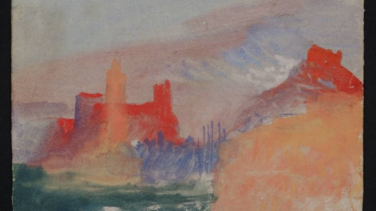 Coastal Terrain and Buildings, South of France or Italy (?) / Küstenlandschaft und Gebäude, Südfrankreich oder Süditalien (?), ca. 1834, Joseph Mallord William Turner (1775-1851). Tate: Accepted by the nation as part of the Turner Bequest 1856 © Photo / Foto Tate 