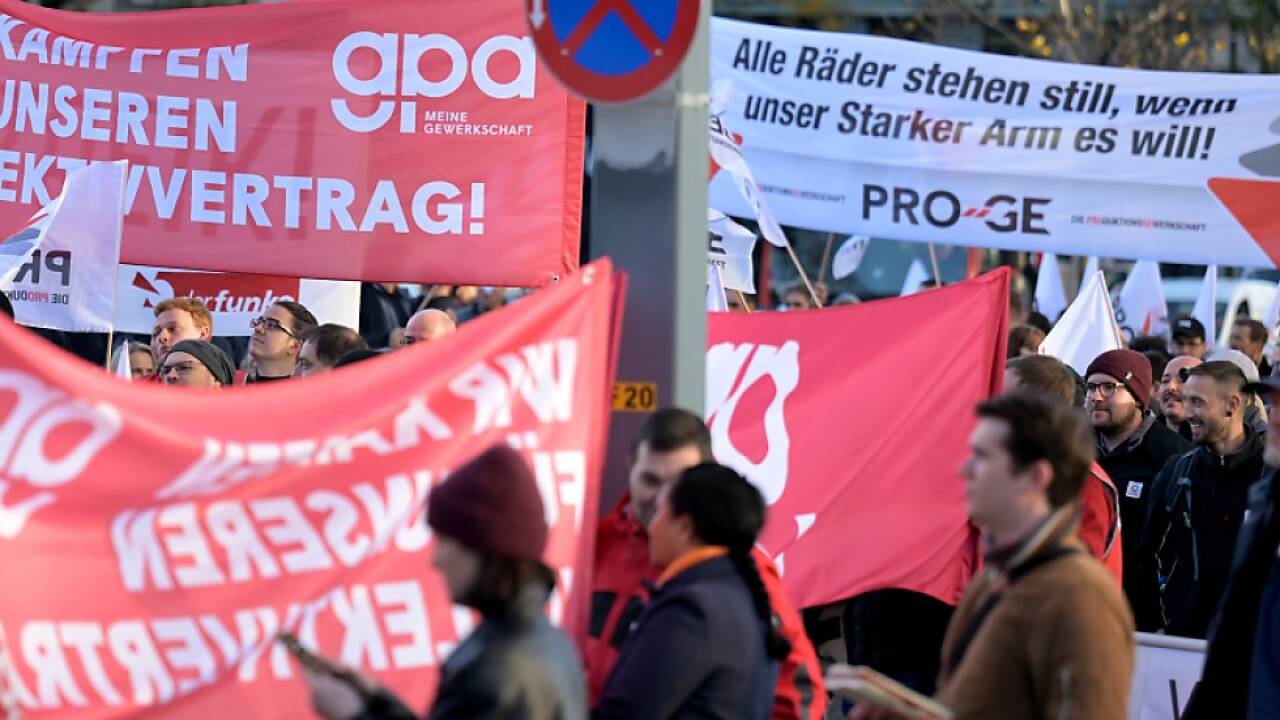 Demonstrierende Metaller in Wien am Montag Demonstrierende Metaller in Wien am Montag