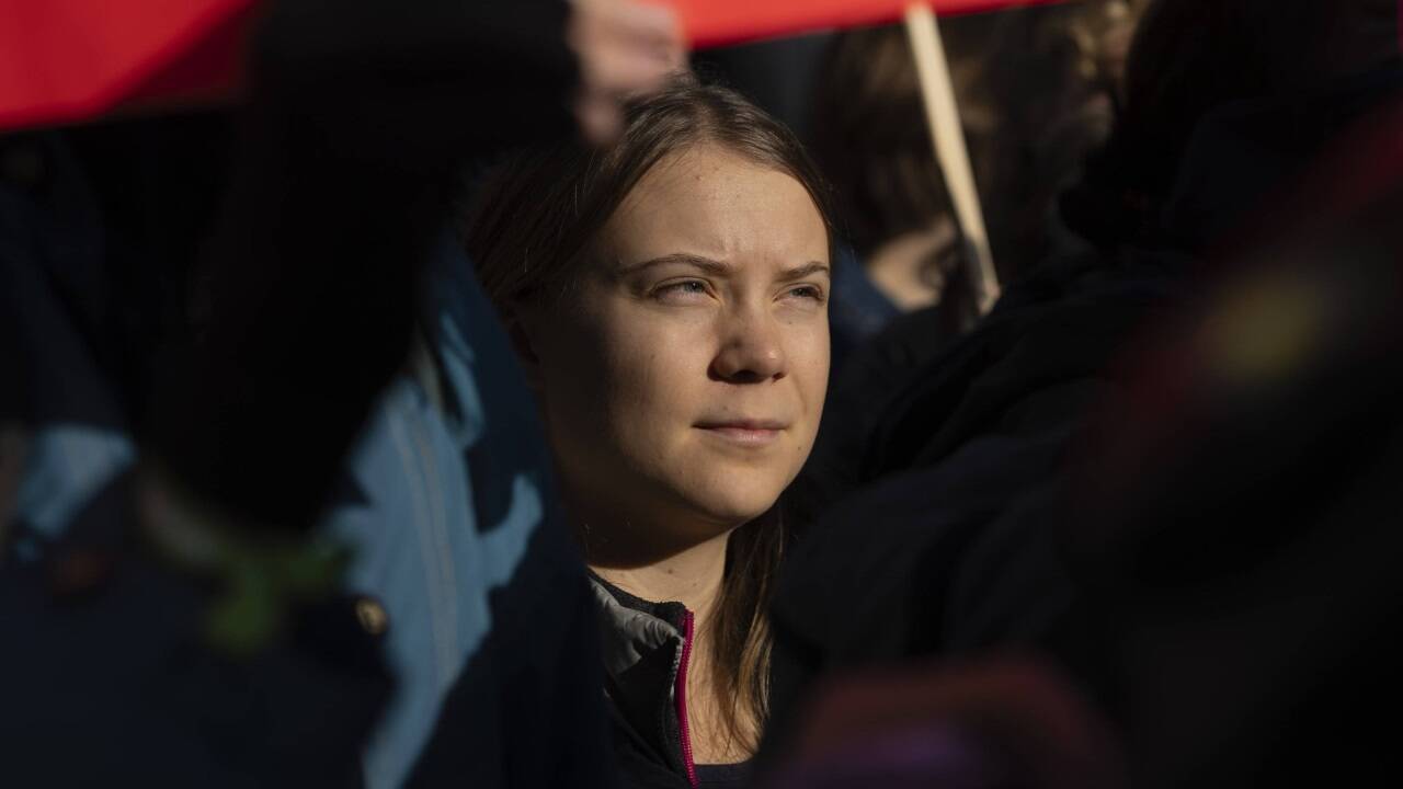 Greta Thunberg bei einer Demonstration in Amsterdam. 