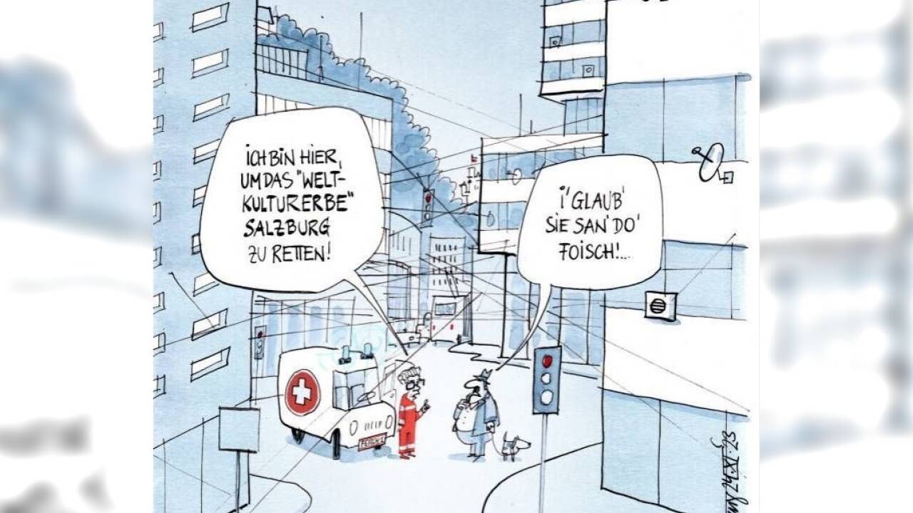 An der Sterneck-Kreuzung ... eine Karikatur von Thomas Wizany. 