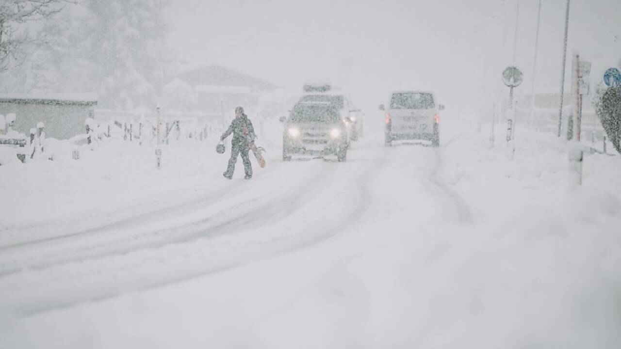 Tiefwinterliche Fahrbahnverhältnisse bei Kaprun 