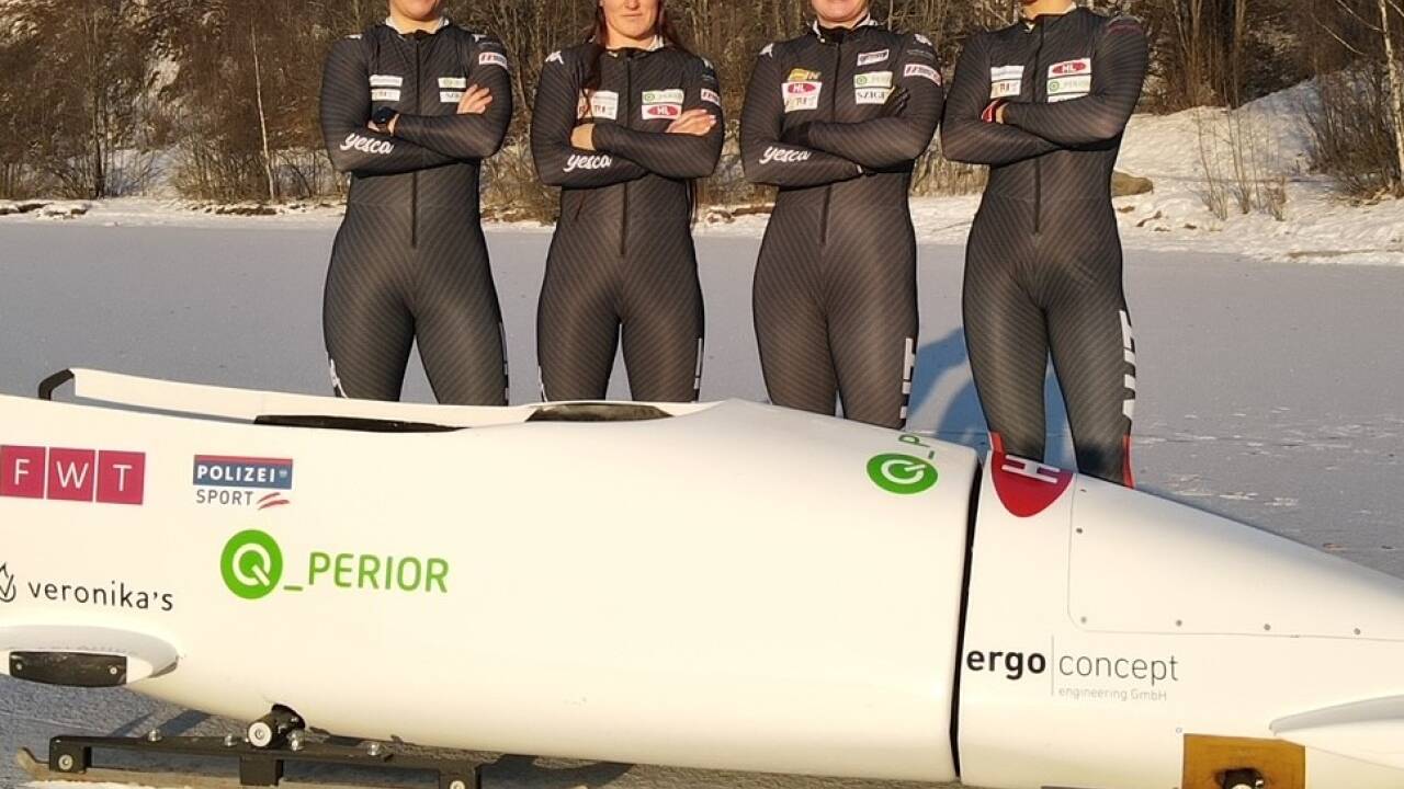 Bereit für den Bob-Einsatz: Nicola Pichler, Anna Schenk, Katrin Beierl und Isabel Indruchova.  