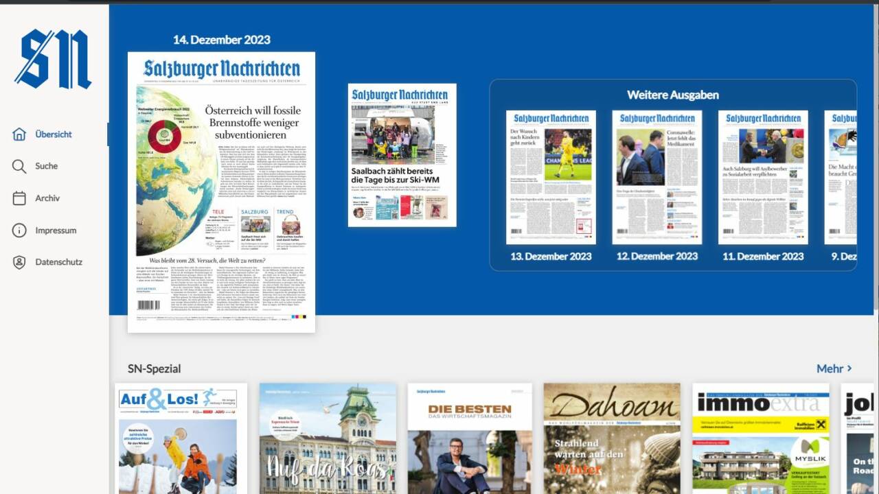 Die Startseite des Web-E-Papers.