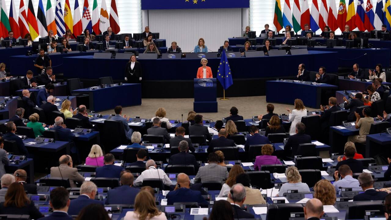 EU-Kommissionspräsidentin Ursula von der Leyen bei ihrer Rede zur Lage der Union.  