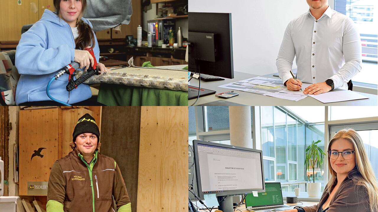 Magdalena, David, Theophil und Melanie: die Lehrlinge erzählen, warum sie sich für ihre Lehre entschieden haben. 