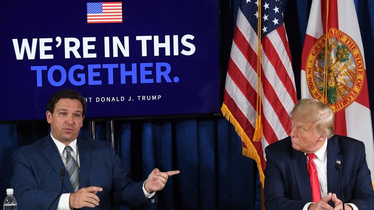 Ron DeSantis und Donald Trump 2020 in Florida. 