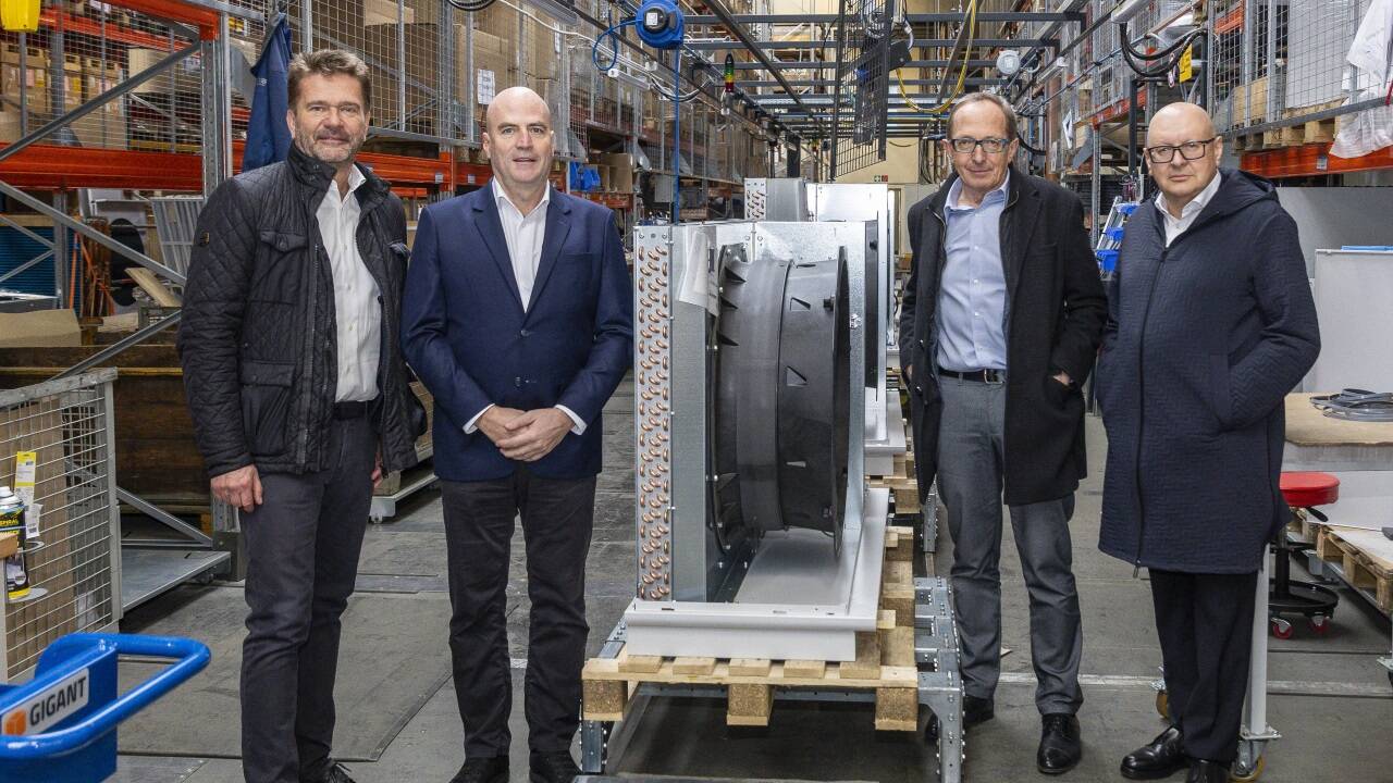 Verkündeten den Rettungsplan für Windhager: Geschäftsführer Stefan Gubi, Gernot Windhager, Masseverwalter Helmut Hüttinger und BWT-Chef Andreas Weißenbacher.  