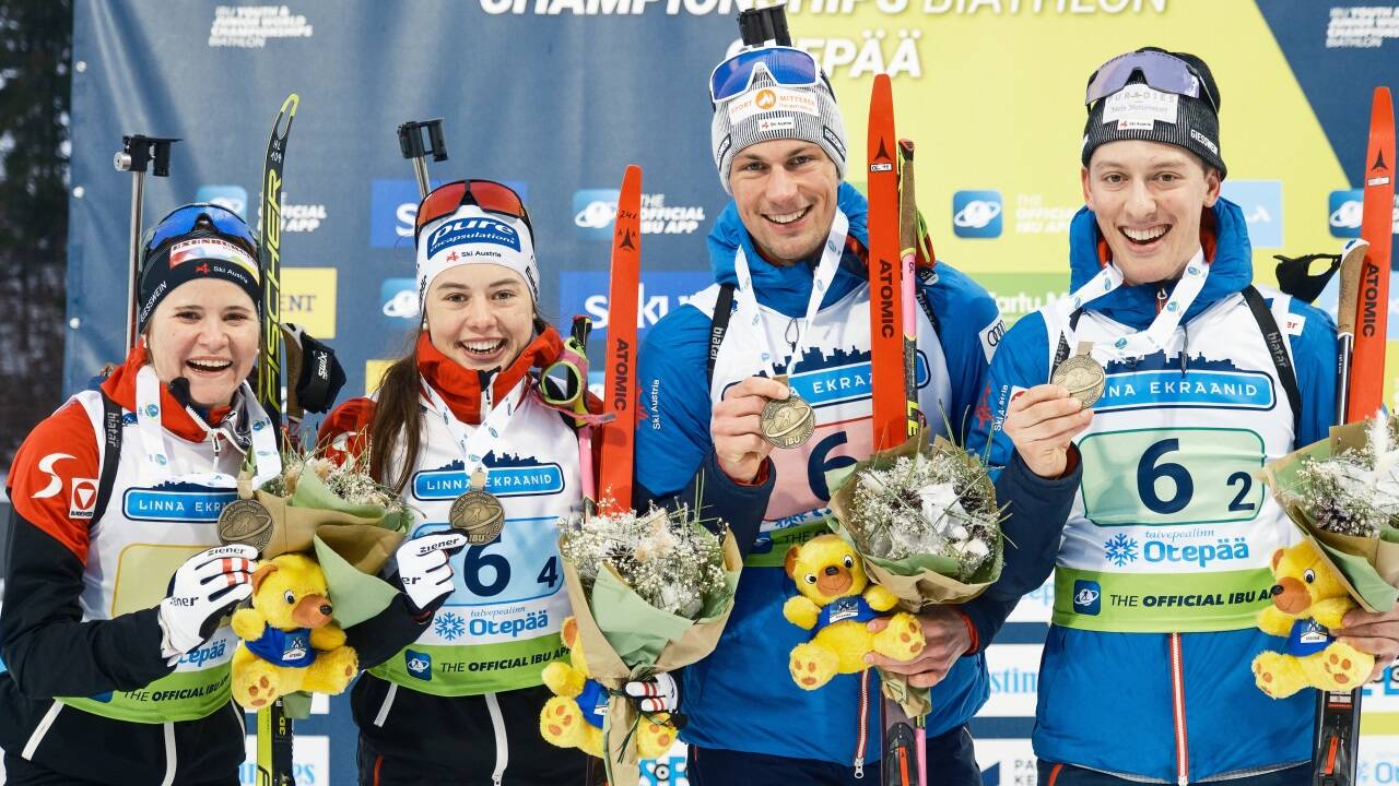 Gemeinsam mit der Tirolerin Lara Wagner (v.l.) liefen Anna Andexer, Oliver Lienbacher und Fabian Müllauer zu Bronze. 