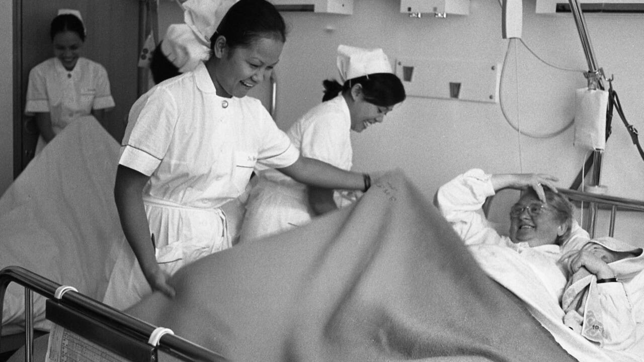 Philippinische Pflegerinnen in 1974 einem Wiener Spital. Philippinische Pflegerinnen in 1974 einem Wiener Spital.