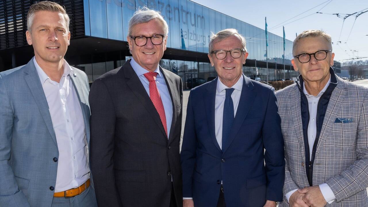 Messechef Alexander Kribus, Bgm. Harald Preuner, LH Wilfried Haslauer und WKS-Präsident Peter Buchmüller setzen auf die Messe.  