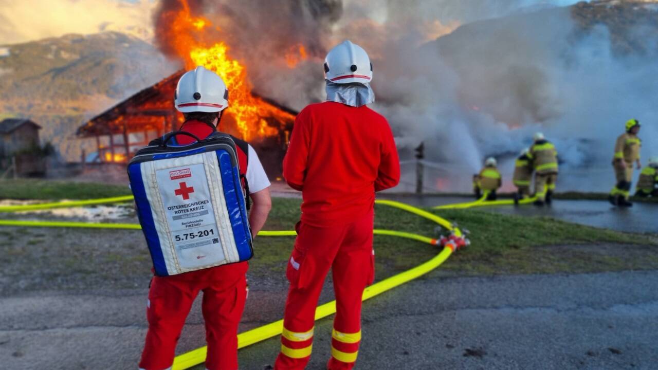 Großbrand auf dem Taxberg in Taxenbach. 