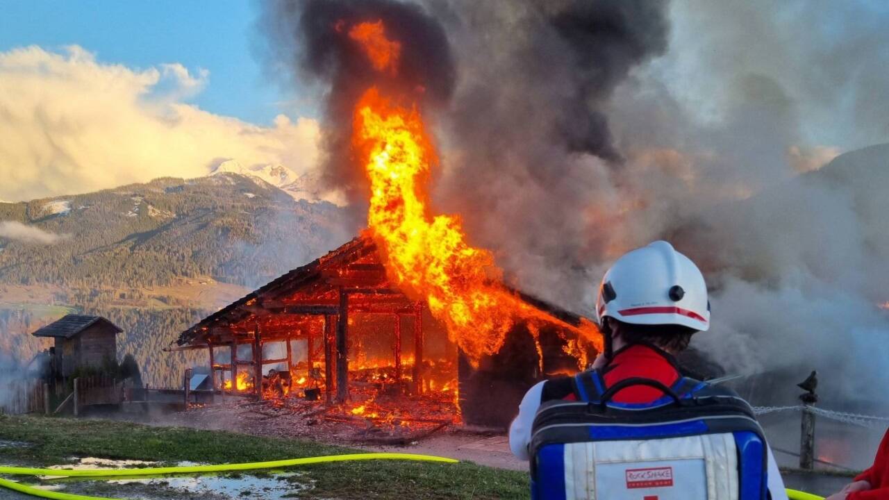 Großbrand auf dem Taxberg in Taxenbach. 