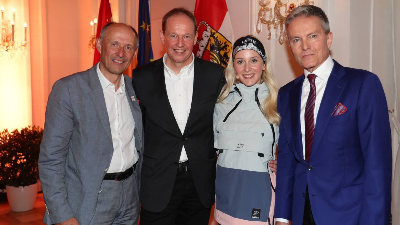 Leo Bauernberger, Carl Philip von Maldeghem und die beiden Hauptdarteller Anna Rosa Döller und Alfons Haider 