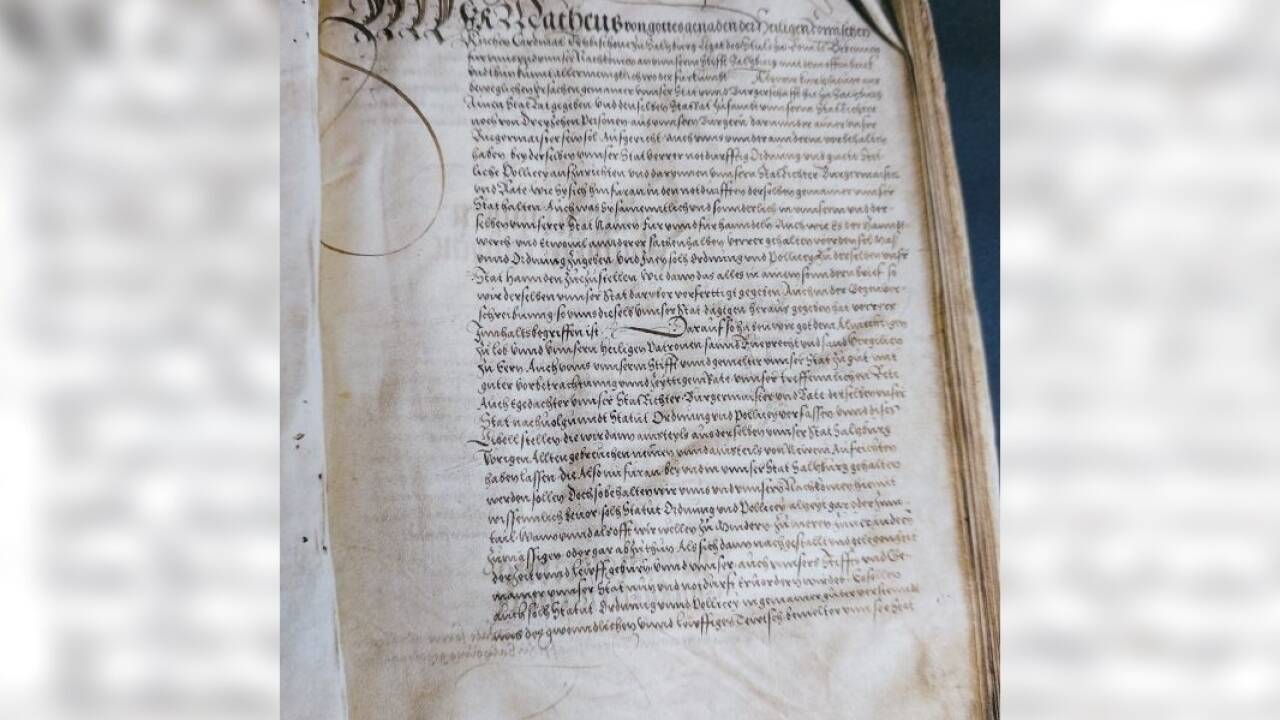 Die Stadt- und Polizeiordnung, erlassen von Erzbischof Matthäus Lang im Juli 1524. 
