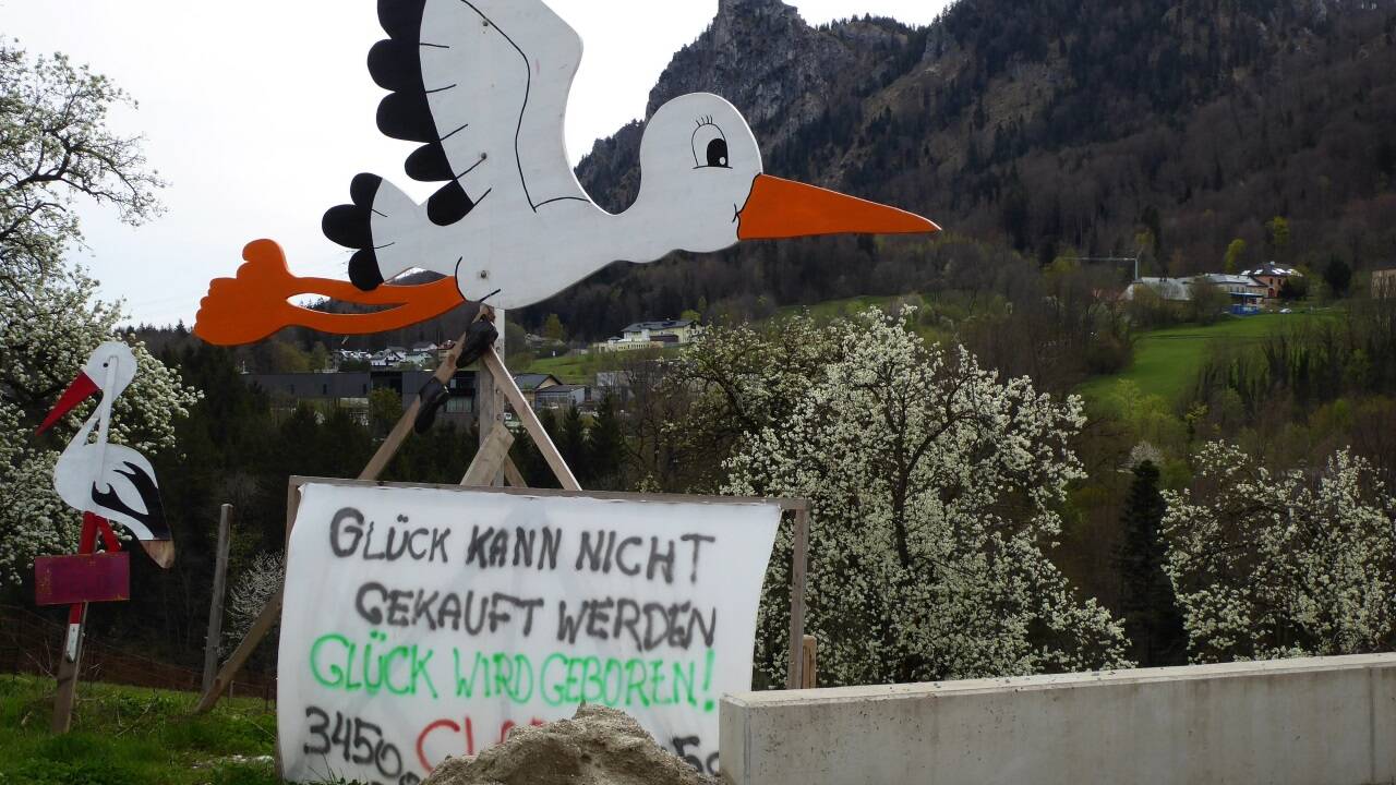 Der Storch als Glücksbringer auf dem sonnigen Heuberg. 