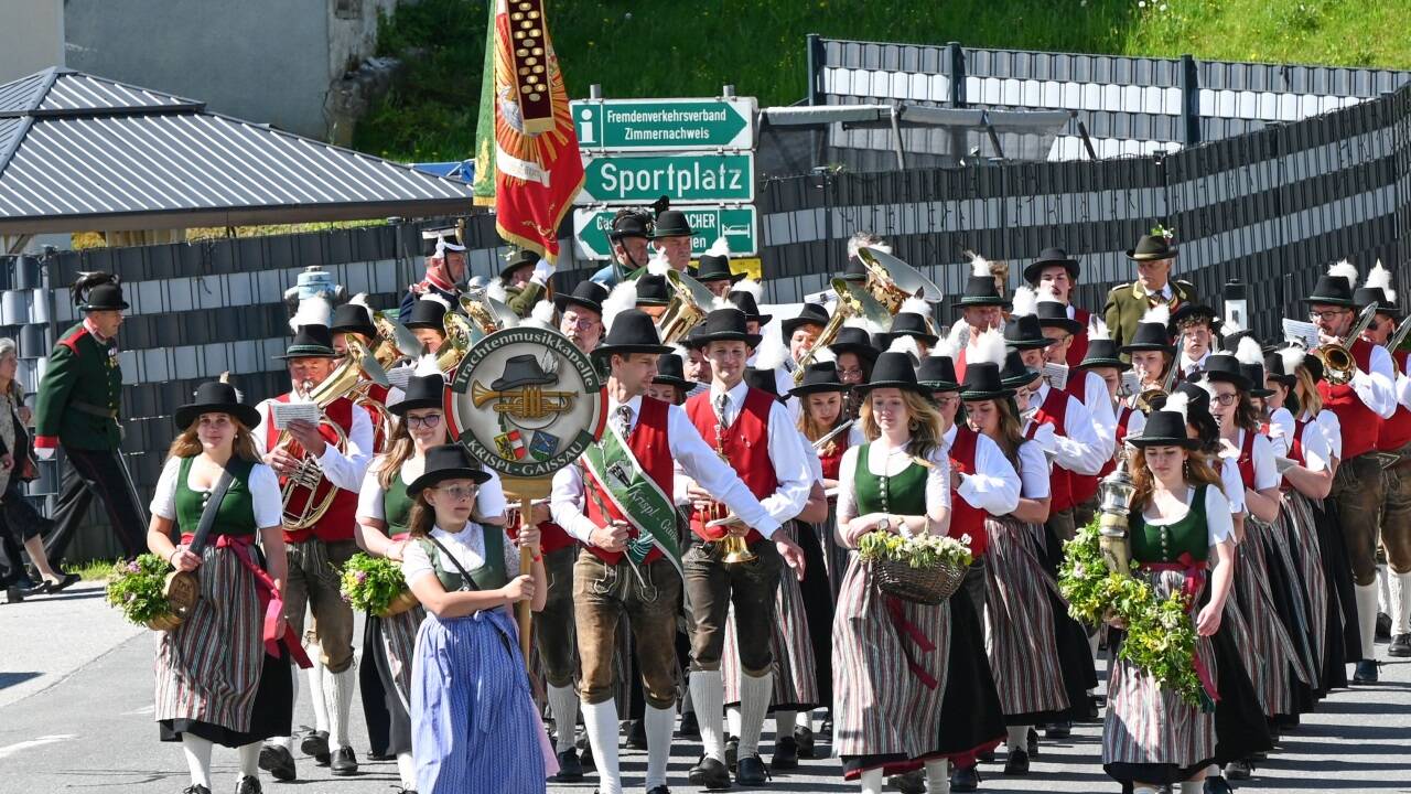 Die Trachtenmusikkapelle Krispl-Gaißau.  