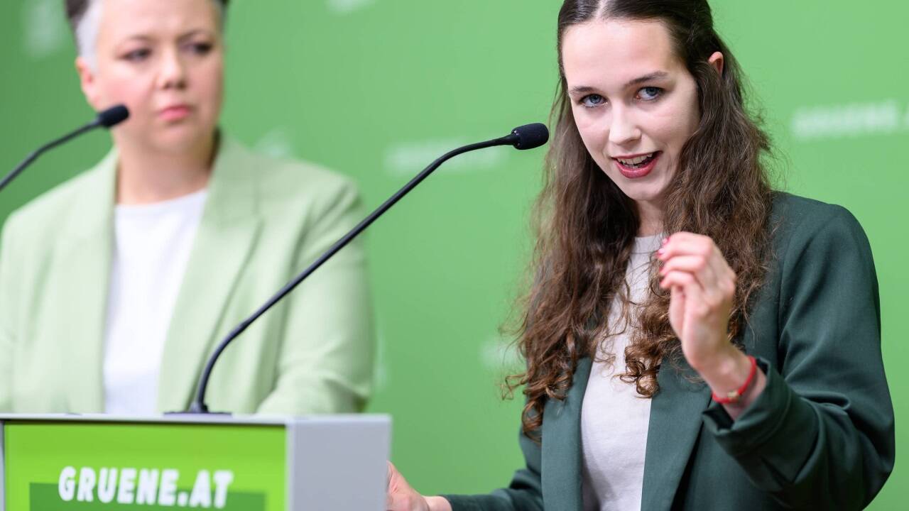 Generalsekretärin Olga Voglauer und EU-Spitzenkandidatin Lena Schilling. Generalsekretärin Olga Voglauer und EU-Spitzenkandidatin Lena Schilling.