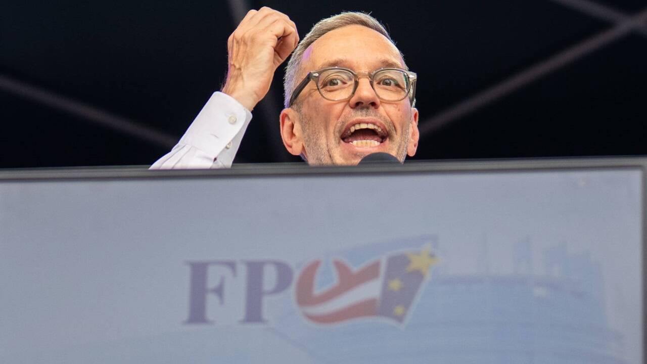 FPÖ-Parteichef Herbert Kickl beim Wahlkampfabschluss.  