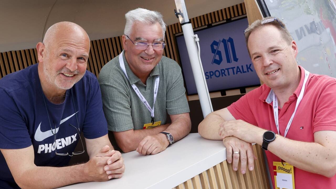 Sie bevölkerten den SN-Airstream: Kabarettist Fritz Egger, SN-Sportchef Richard Oberndorfer und SN-Marketingchef Christian Lassner (v.l.). 